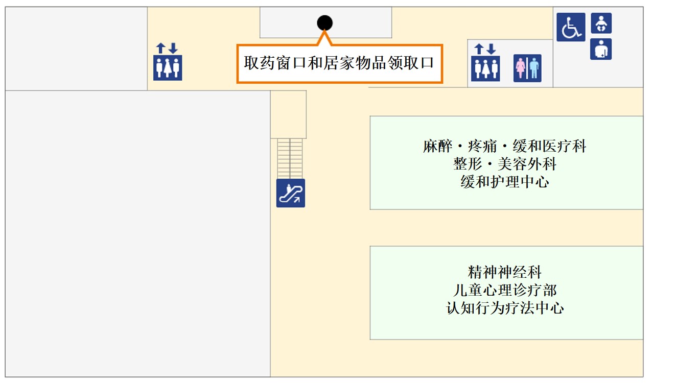 取药窗口（门诊诊疗楼地下1楼楼层图）