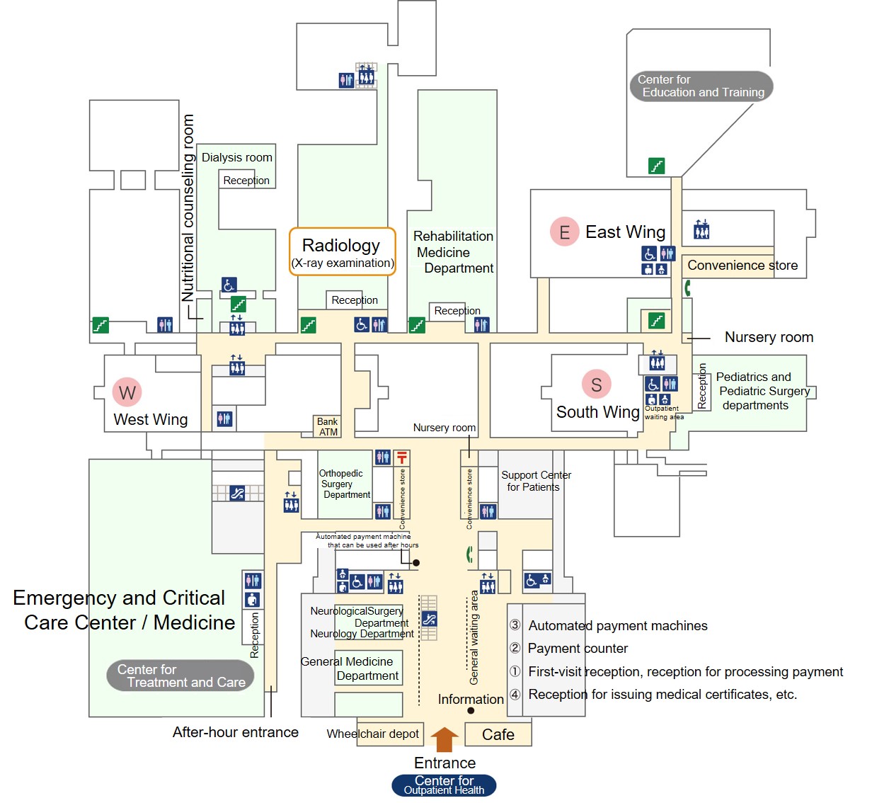Floor Map (First floor of Center for Outpatient Health)