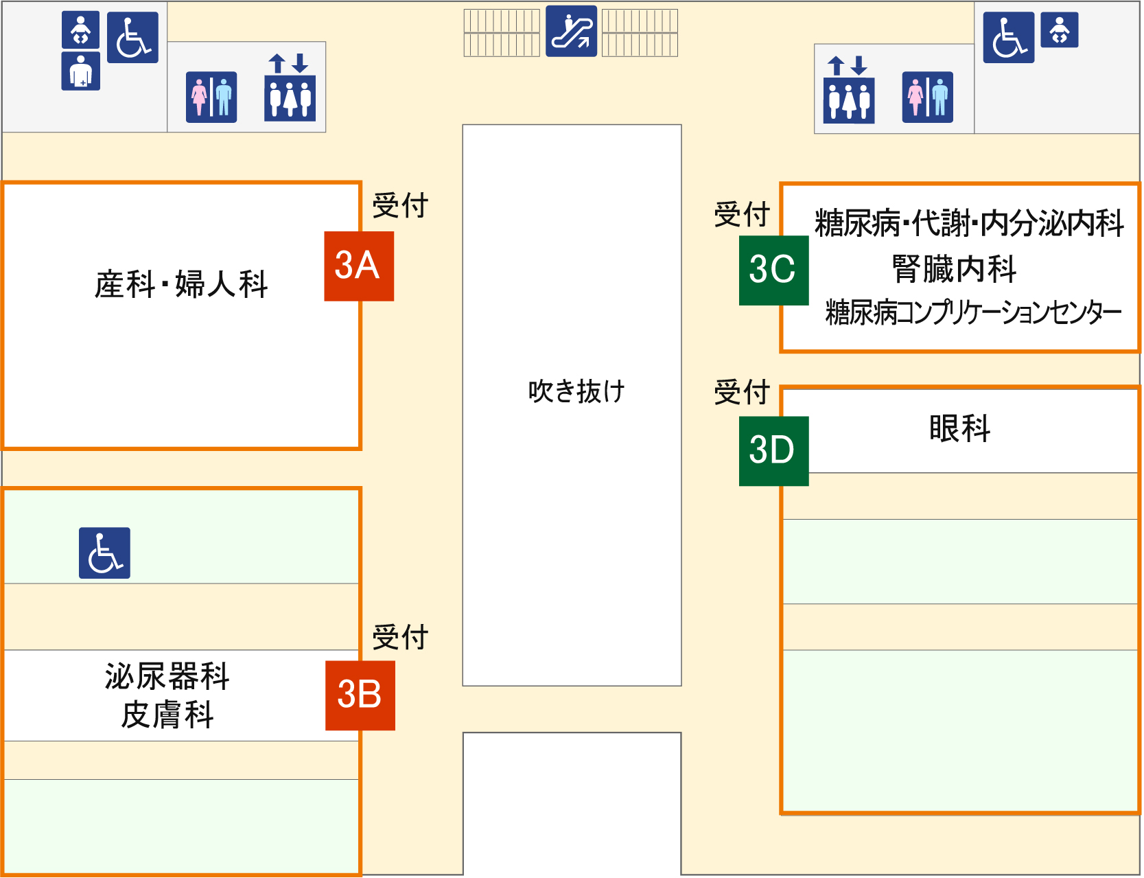 図：外来診療棟3階の産科外来受付