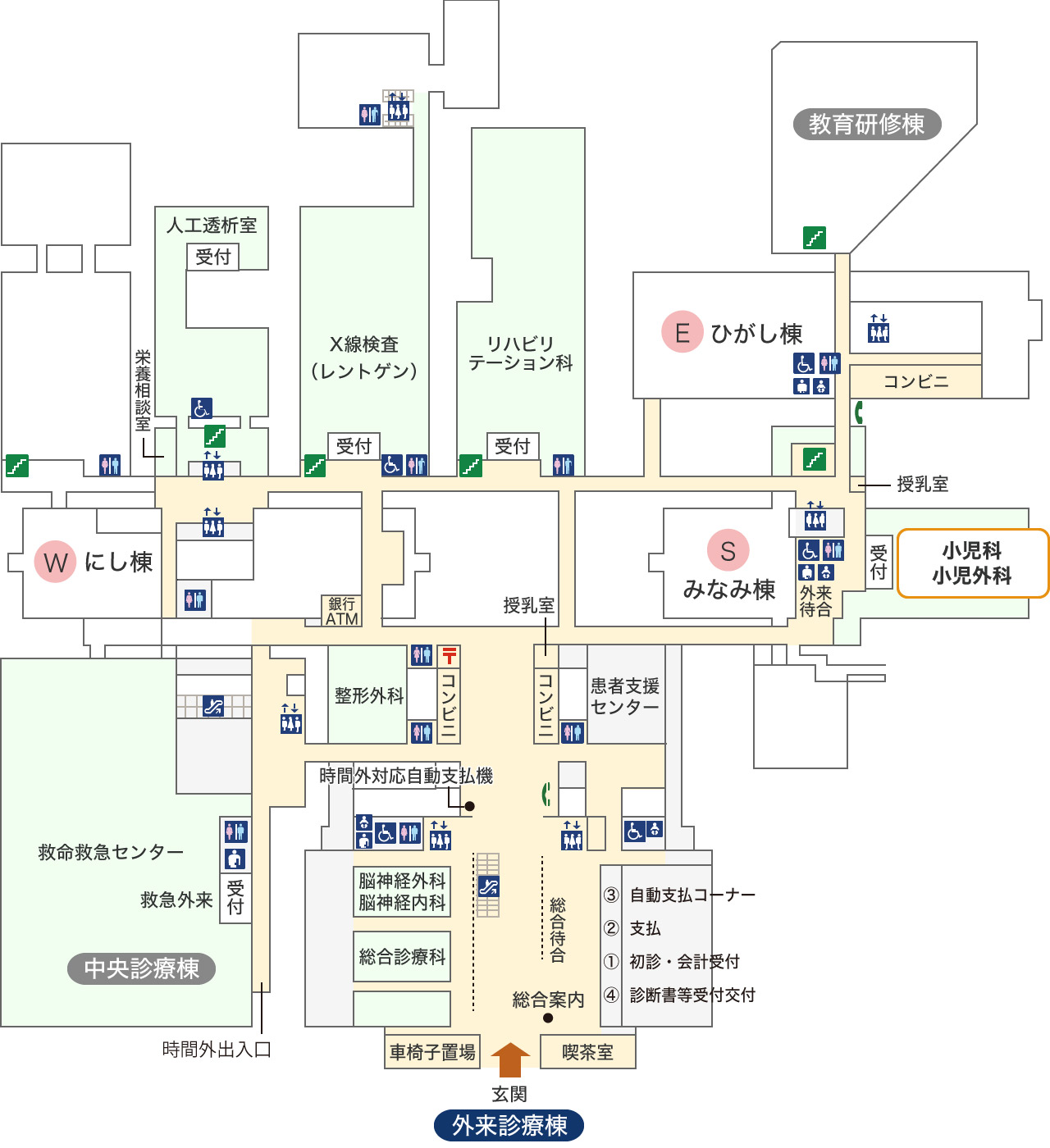 図:みなみ棟1階の小児外科外来受付