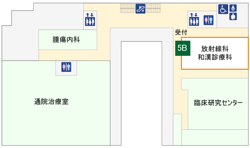 図：外来診療棟5階の和漢診療科外来受付
